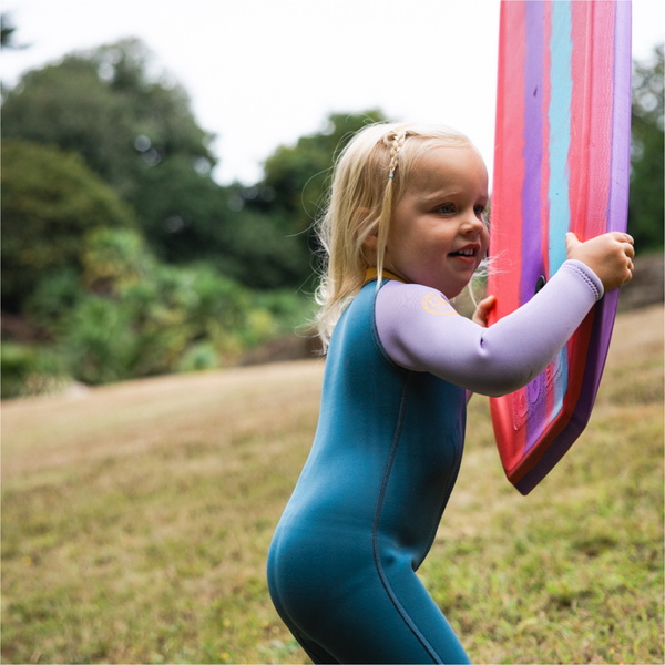 2026 C-Skins Nuwave C-Kid Front Zip Wetsuit C-NBA32ST - Steel Blue / Lilac